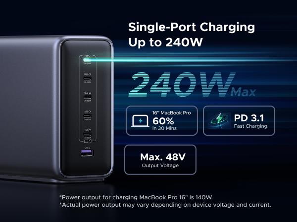 UGREEN Nexode 500W GaN Fast Charging Station - 6 Ports USB-C & USB-A, 240W Single Port, Smart Temperature Control, Space-Saving Design, for Laptops, Phones, and More，TikTokShopBlackFriday ,TikTokShopHolidayHaul