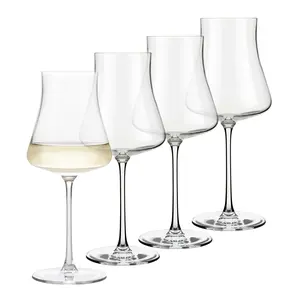 Libbey Signature Stratford All Purpose Wine Glasses Set of 4, 16 oz Unique White Wine Glasses, Stemmed Large Wine Glasses Set
