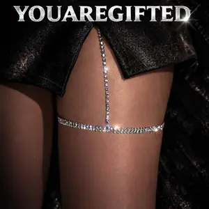 Gifted 2026 Rhinestone Thigh Chain for Women – Sexy Diamond Leg Chain Jewelry Adjustable Elastic Strap Body Jewelry Festival Club Outfit Accessory gift