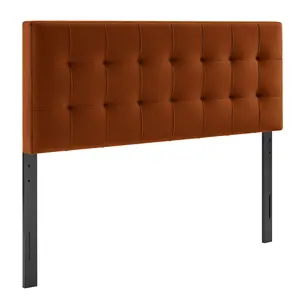 Lily Stain-Resistant Performance Velvet Queen Size Headboard in Rust