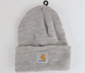 Deadstock Vintage Y2K Carhartt Spell Out Winter Beanie Hat Cap Woodland Gray