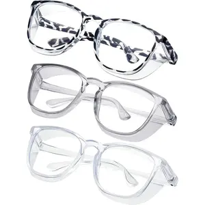 Safety glasses Goggles Nurses Protective Eyewear - Anti Fog Square Frame Stylish Clear Glasses for Women Men