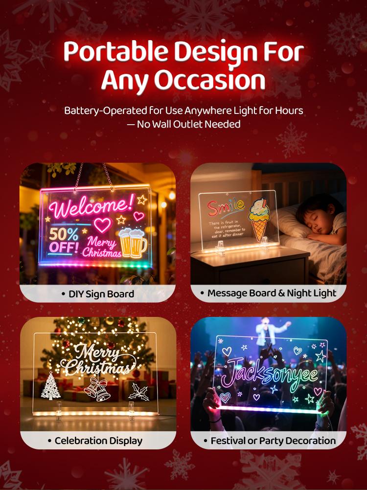 LOOHOI 12"x 8" Inch Lumi Boards LED Drawing Board - 8 Colors & 4 Modes, 12 Inch Acrylic Writing Board with 14 Marker Pens | Eye-Gentle, Child Friendly | Perfect Birthday & Christmas Gift