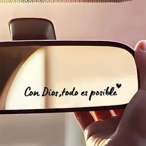 Spanish Car Rearview Mirror Stickers Con Dios Todo ES Posible Mirror Decal for car, Waterproof Christian Car Accessories for Bottle Laptop Window Sticker Suitable for car rearview mirrors, water cups, mirrors