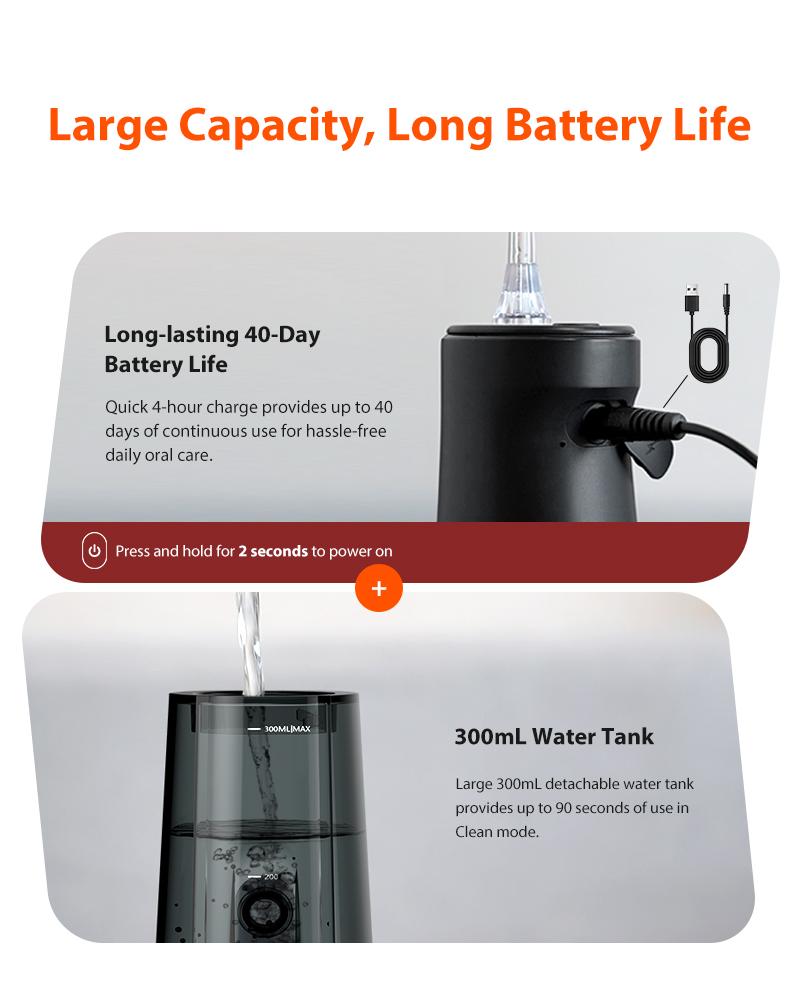 iHealth Vesa Water Flosser Cordless Oral Irrigator Dental Microbubble Technology 300ML Tank 4 Modes 5 Tips IPX7 Waterproof Teeth Gum Braces Care