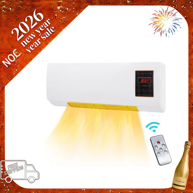 TAZTIR Wall-Mounted Heater for Indoor Use 1200W GarageHeater Electric with 6-Hour Timer Remote TouchscreenControl Natural Fan Mode Overheat Protection