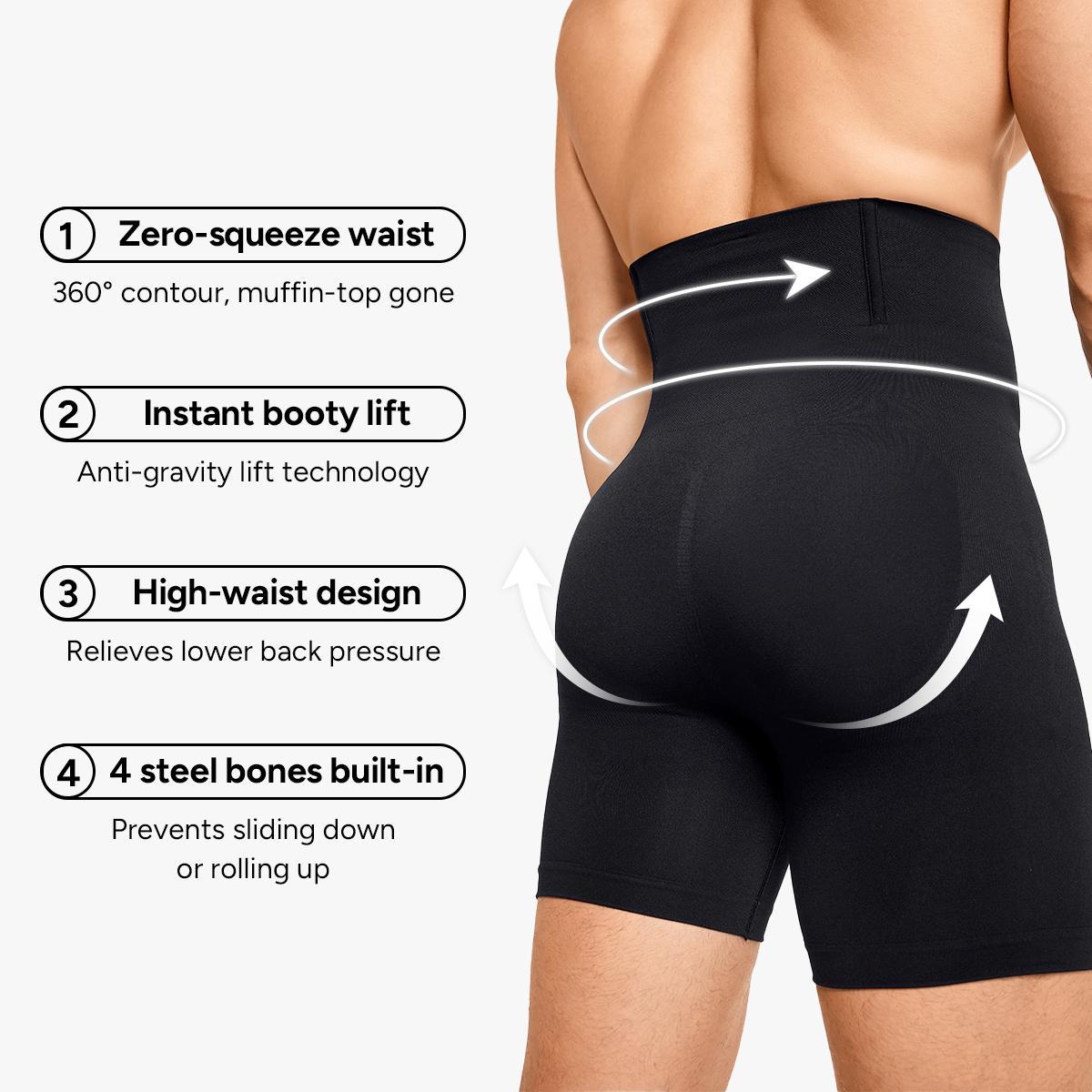Nebility Men's High-Waist Tummy Control Shapewear, Compression Boxer Briefs Underwear, Seamless Belly Slim Fit Nebility Men's High-Waist Tummy Control Shapewear, Compression Boxer Briefs Underwear, Seamless Belly Slim Fit