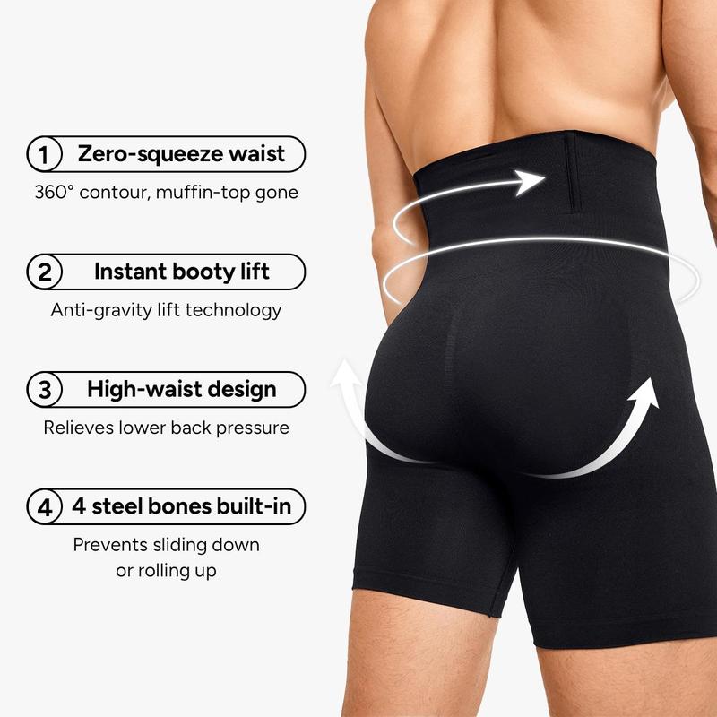 Nebility Men's High-Waist Tummy Control Shapewear, Compression Boxer Briefs Underwear, Seamless Belly Slim Fit Nebility Men's High-Waist Tummy Control Shapewear, Compression Boxer Briefs Underwear, Seamless Belly Slim Fit