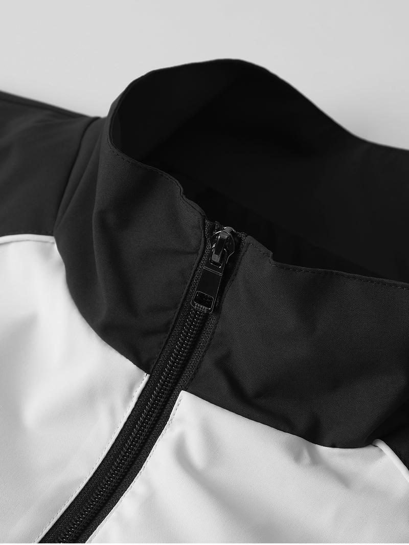 Men's Fashion Racing Graphic Stand Collar Jacket, Lightweight Windproof Outdoor Casual Bomber Jacket, Trendy Color Block Retro Streetwear for Spring/Fall Daily Activities Men's Fashion Racing Graphic Stand Collar Jacket, Lightweight Windproof Outdoor Casual Bomber Jacket, Trendy Color Block Retro Streetwear for Spring/Fall Daily Activities