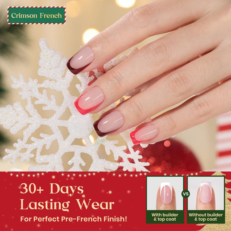 Beetles Chrismas Limited X Press Plus Press On Nails Tips Set, French Tip Pink Brown Short Square Almond Shape Natural Acrylic Nail Tips for Effortless Beauty & DIY Manicures Fall Nail Halloween Nail Black Friday Winter Nail Christmas Gift