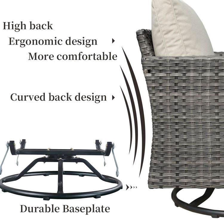 Ovios Patio Furniture 13-Piece Outdoor Sectional Sofa Set with Wicker Rocking Swivel Chairs and 42.12'' Fire Pit