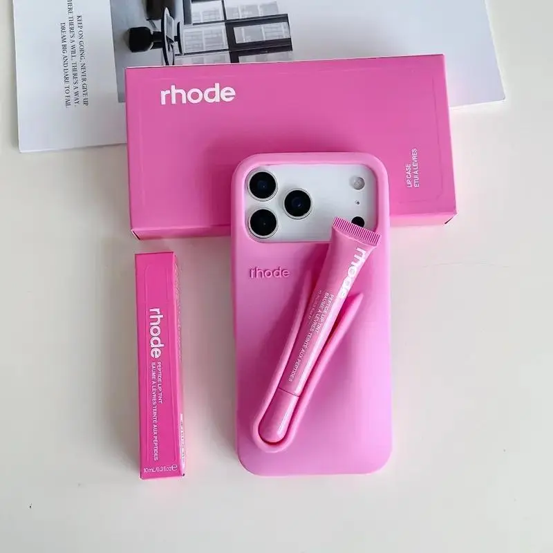 [Fullbox & Gift] Rhode Case With Box and Lip Gloss Set Silicone Case for iPhone 17 16 15 14 13 12 11 Pro Max Plus Lipstick Toast Espresso Ribbon Cover