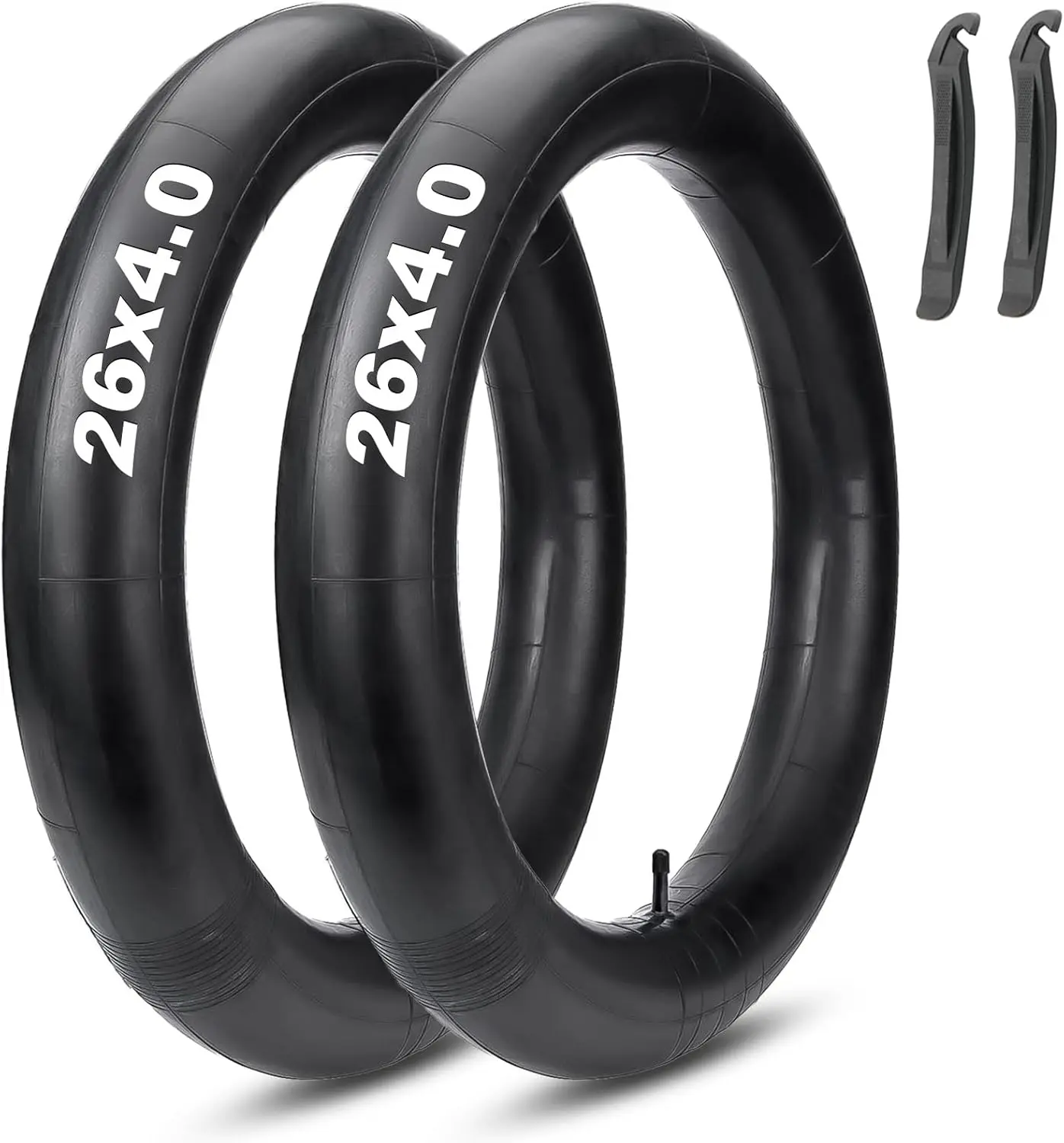 MOHEGIA Fat Bike Inner Tubes - 20x4.0/26x4.0 Inch E-Bike Fat Tire Tubes - Premium Butyl Rubber, Schrader Valve (AV 32mm) - Includes 2 Tire Levers (2-Pack)