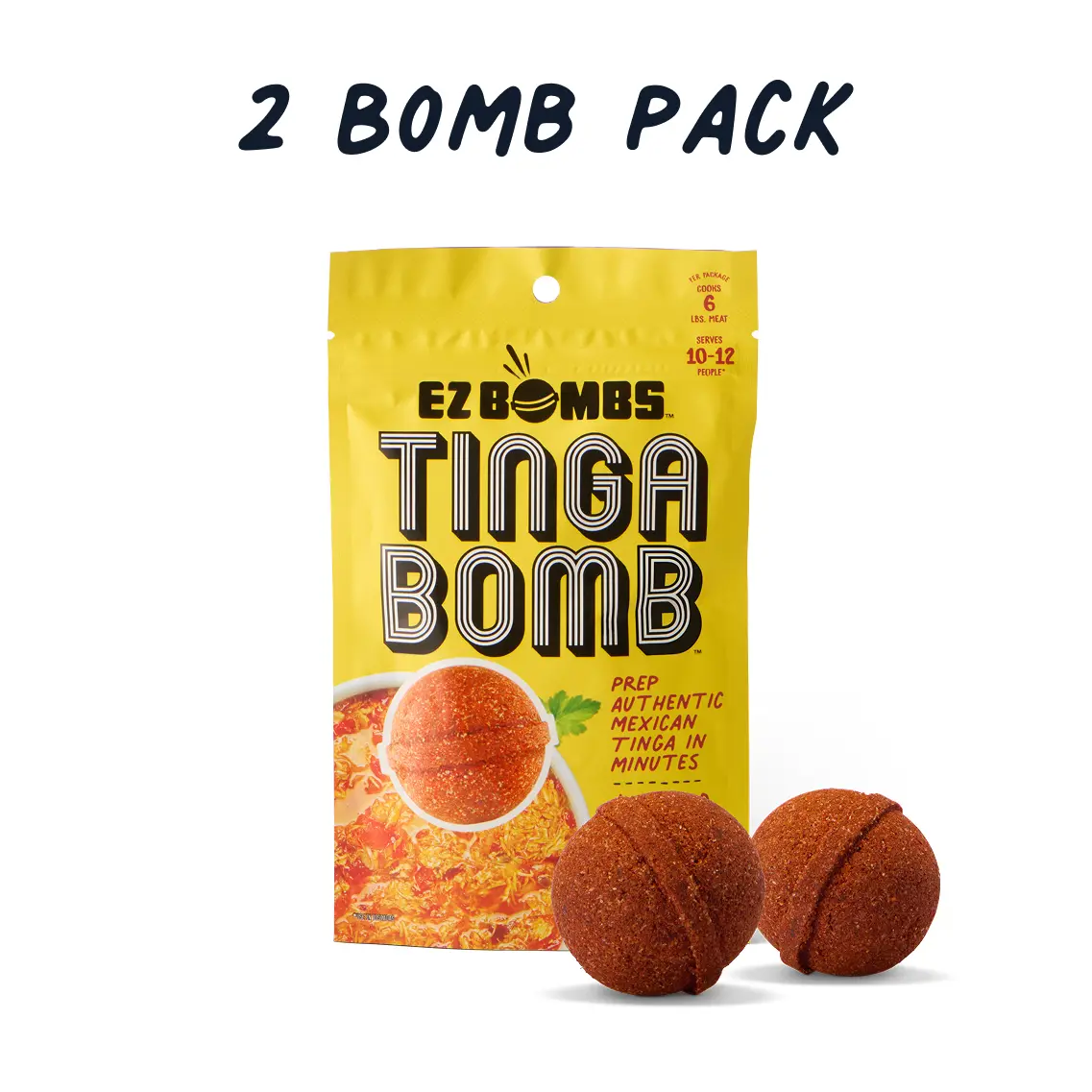 EZ Bombs TingaBomb Seasoning - 2 Bombs Per Pack, Authentic Mexican Spice Blend with Chipotle Peppers, Yeast Extract, Organic Sunflower Oil, Smoky Spicy Tangy Flavor, Table Salt for Tacos