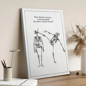 Skeleton Print Martial Arts Print MMA Fan Gift Surreal Art Quirky Decor Vintage Decor Funny Skeleton