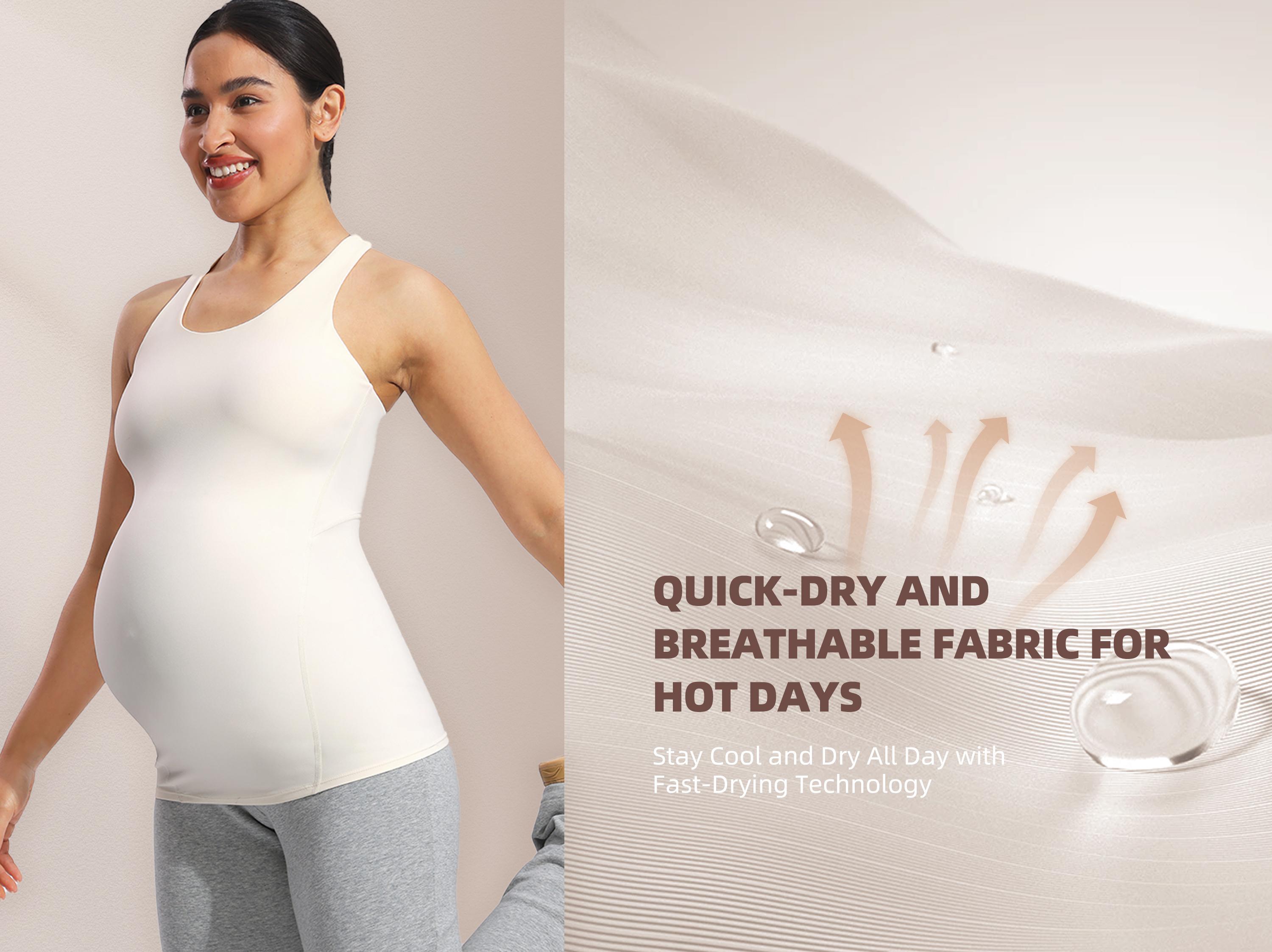 POSHDIVAH Women's Maternity Tank Tops with Built in Bra Padded Sleeveless Pregnancy Yoga Tee Workout Shirt Clothes