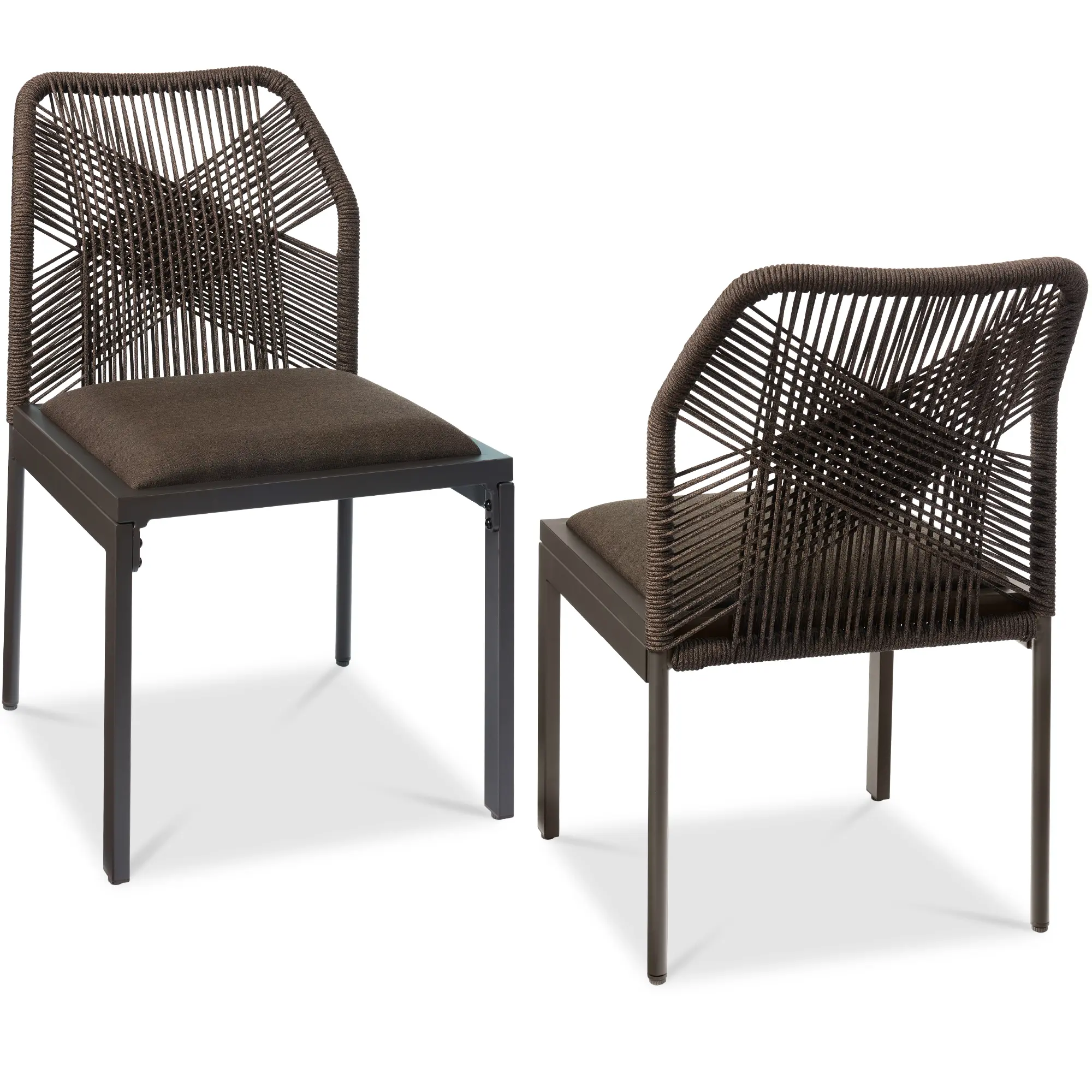 Best Choice Products Set of 2 Indoor/Outdoor Aluminum Woven Side Dining Chairs w/ All-Weather Rope