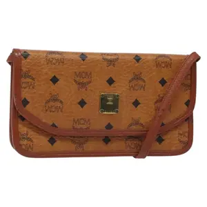 Pre-owned MCM Canvas Crossbody Bags Logogram Vicetos Shoulder Bag PVC Leather Brown Gold