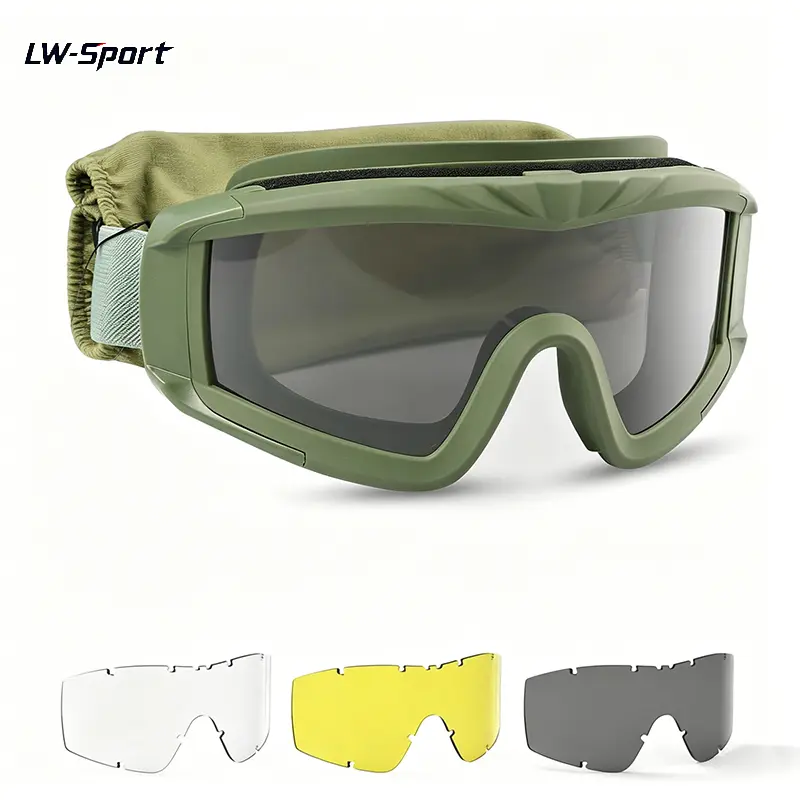 Alpha Tactical Goggles – Anti Fog Safety Protective Eyewear with 3 Interchangeable Lenses, Impact Resistant Motorcycle Riding Goggles for Off Road, Airsoft, Cycling & Outdoor Sports