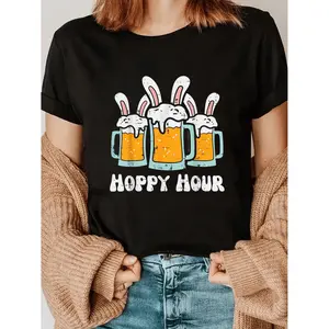 Humorous Bunny Ears T-Shirt for Men and Women Celebrating a Festive Easter Happy Hour