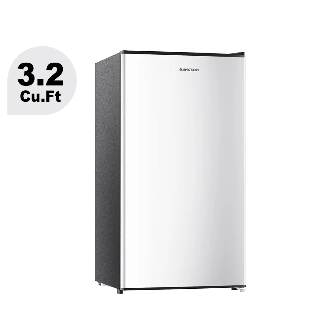 BANGSON 3.2 Cu.Ft Mini Fridge with Freezer, Compact Fridge, Energy-efficient Refrigerator, Quiet,Single Door Small Refrigerator, Drink Refrigerator, Garage Fridge, Room Fridge, Protable Refrigerator, Silver, Black, White