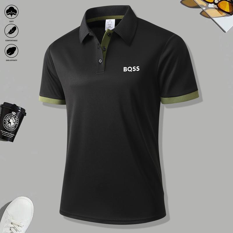 Men’s short-sleeve fashion polo shirt for business casual outdoor wear, breathable with a regular fit, perfect for outdoor activities