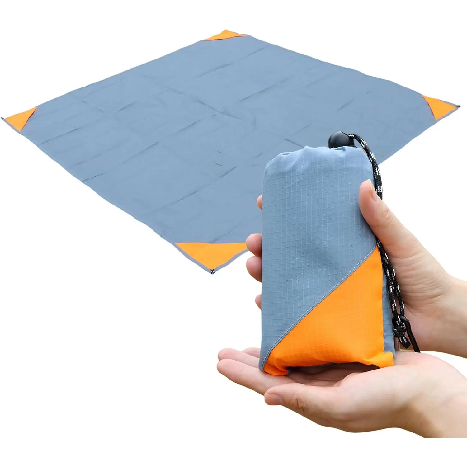 Pocket Picnic Blanket, Sandproof Lightweight Pocket Camping Tarp, 55?x 60? Foldable & Fits into Small Bag, Water Resistant Washable Quick Dry Compact Beach Mat for Outdoor Recreation