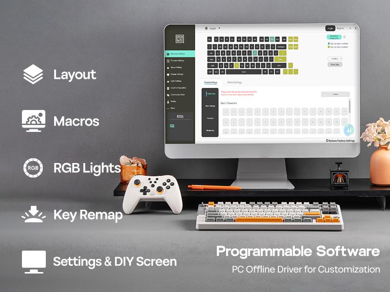 EPOMAKER RT85 Gasket 75% Wireless Mechanical Keyboard Joystick & DIY Screen Tri-Mode BT/USB/2.4Ghz 5-Layer Paddings Hot-Swappable PBT Keycap gaming accessories keyboards for gaming creamy keyboard TikTokShopSpringGlowUp