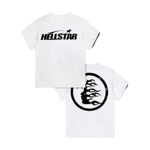 LISM 100% cotton double-sided printed Hell Star pattern T-shirt, high-quality printed T-shirt, men's round neck short-sleeved top, casual T-shirt spring and summer clothing