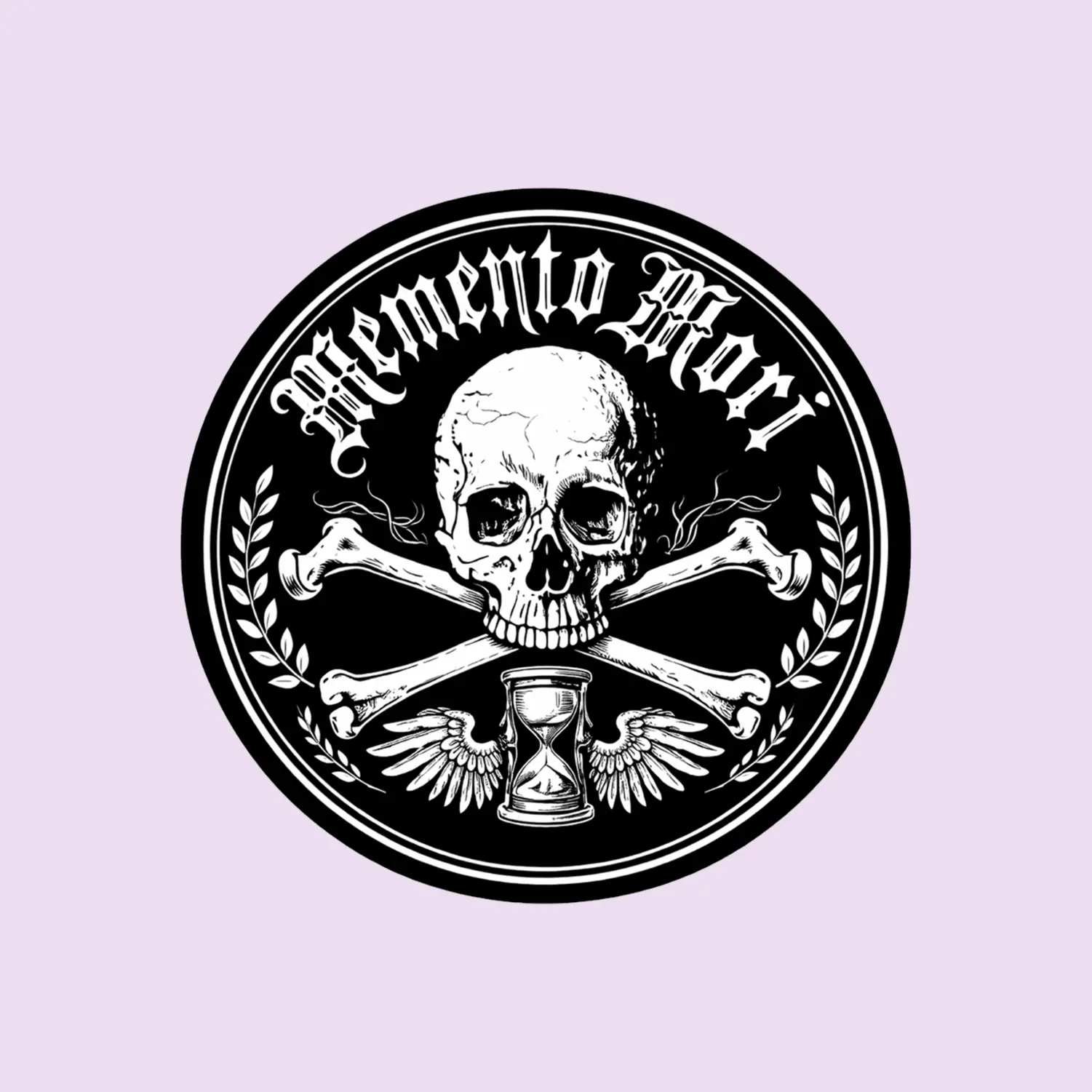 Memento Mori Skull Sticker, Gothic Philosophy Skull and Hourglass Vinyl Decal for Laptop, Water Bottle, Cooler, Car