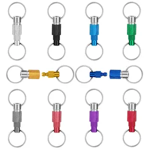 10Pcs Quick Release Keychains Carabiners - Detachable Keychains with 2 Split Rings,Quick Release Key Ring,Key Organizer for Purses,Titanium safe