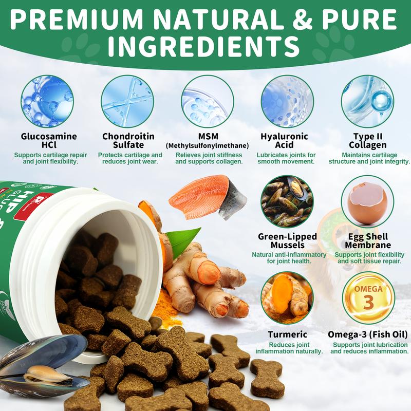 Hip & Joint Care Chews-Dog Joint Supplement for Mobility-Chicken Flavor,All Age&Breeds