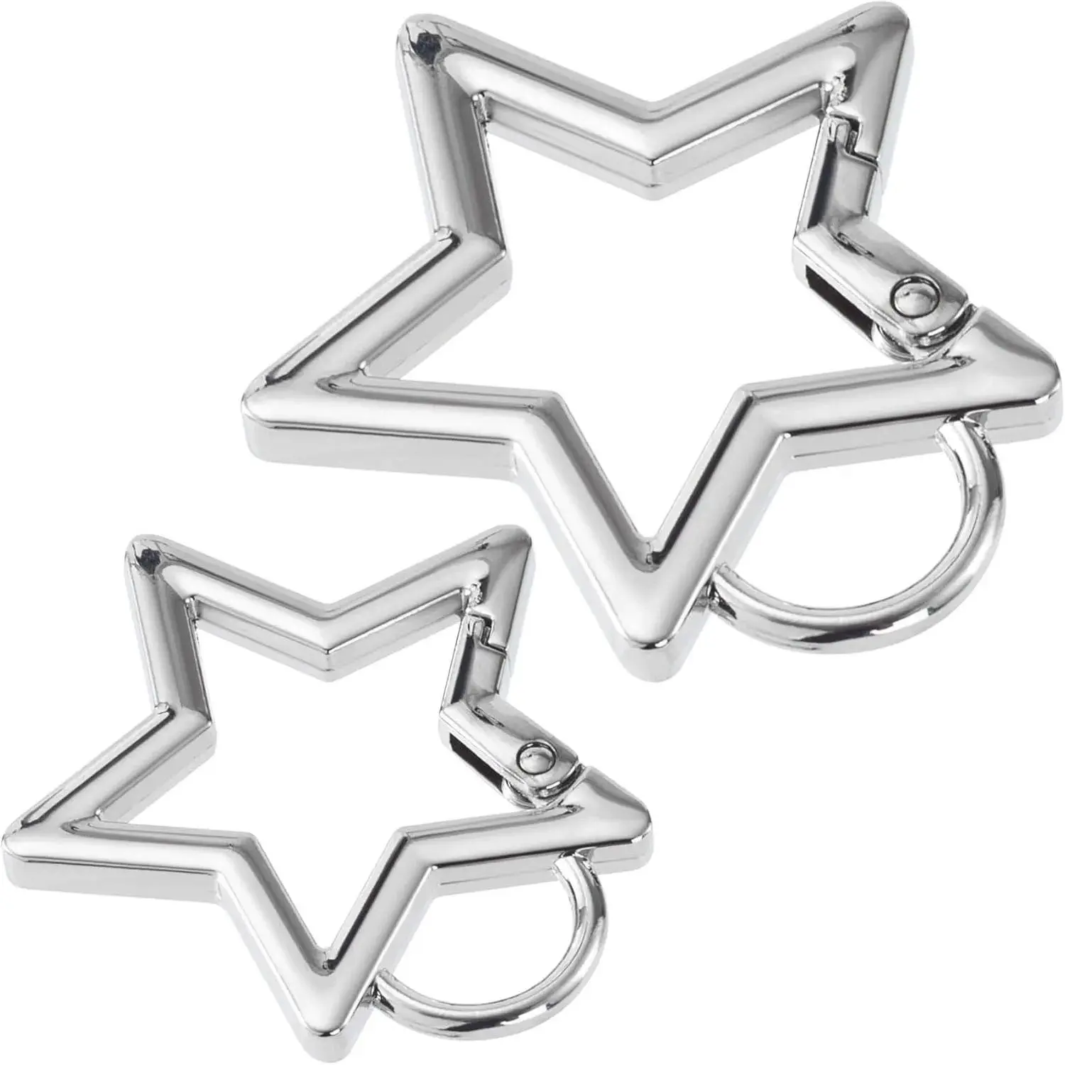 Heavy Duty Carabiner Clips (2-Pack) - Cute Star-Shaped Zinc Alloy Keychains in 2 Sizes, 0.16 Inch Thickness, 1.61 In Width, Rust Proof for Outdoor Sports Camping, Carabiner Clips Heavy Duty, Hiking, Friends, Family, Fishing, Unisex, All Ages, Carabiner Bu