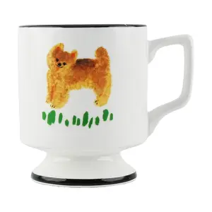 POLAATHOME Korean Mummur Ceramic Mug - Cute Pomeranian Ins Style High-Value Coffee Cup, 200ml
