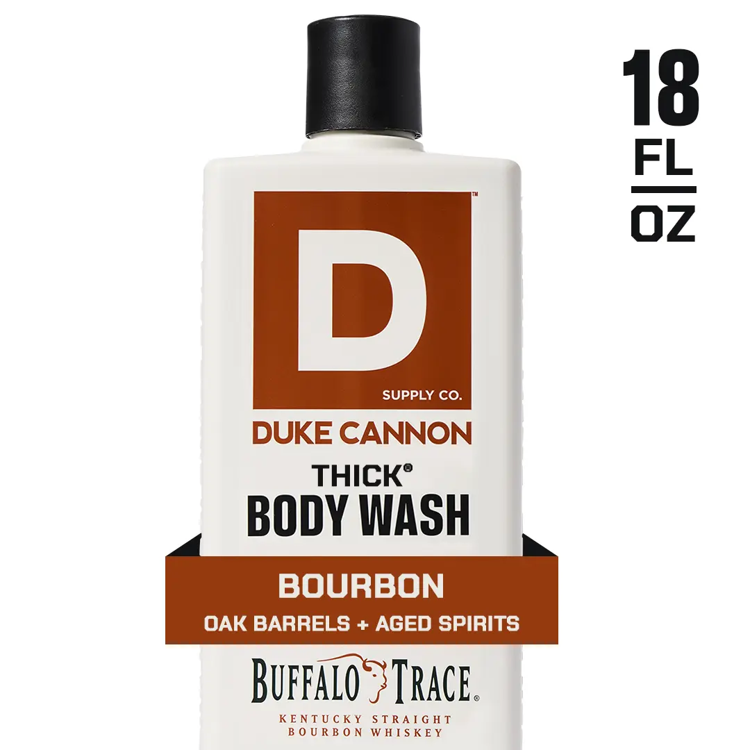 Duke Cannon Supply Co. THICK High-Viscosity Body Wash for Men – Bourbon Oak Barrel, Oak Barrel and Amber Scent, Superior Lather and Natural Exfoliate, Premium Ingredients, Body Care Daily Cleanser, Sensitive Skin Friendly, 18 Fl oz