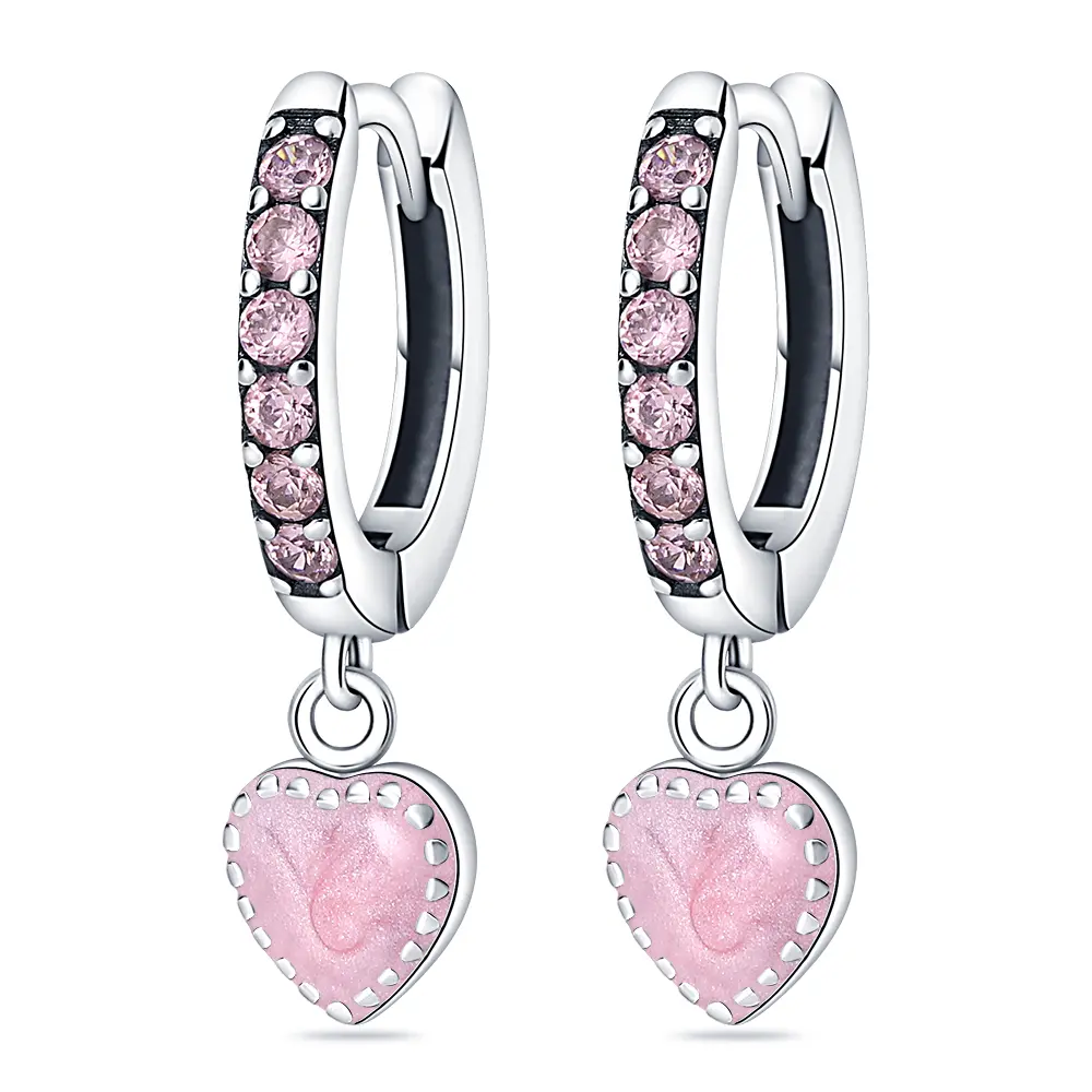 925 silver sparkling halo pink heart-shaped earrings, cute, suitable for women to wear, can be used as gifts, daily wearearrings trendy earring everyday jewelry, Dainty Earrings, Halo Earrings