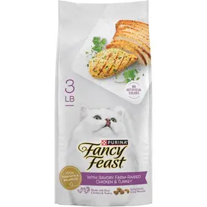 Purina Fancy Feast Dry Cat Food with Savory Farm-Raised Chicken and Turkey - 3 lb. Bag