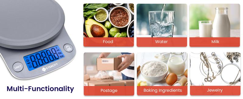 Etekcity 0.1g Food Kitchen Scale, Digital Ounces and Grams for Cooking, Baking, Meal Prep, Dieting and Weight Management, 11lb/5kg, Measuring Utensils