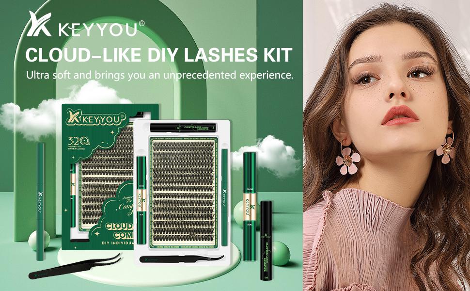 KEYYOU DIY Lash Clusters Kit 60D 70D 80D 90D Individual Lashes D Curl 8-18MIX Waterproof Ultra Soft & Comfortable Lash Extension Makeup High Quality Eyelashes Cosmetic TikTok Shop FebruaryFaves