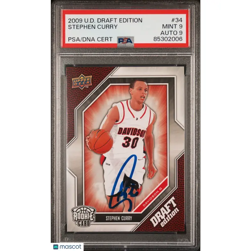 2009 UD Draft Edition #34 Stephen Curry Signed Card PSA 9 AUTO 9 PSA Slabbed War