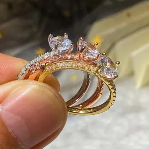 Engagement and wedding rings, cubic zirconia rings, available in multiple sizes, perfect for everyday wear as a gift for women.