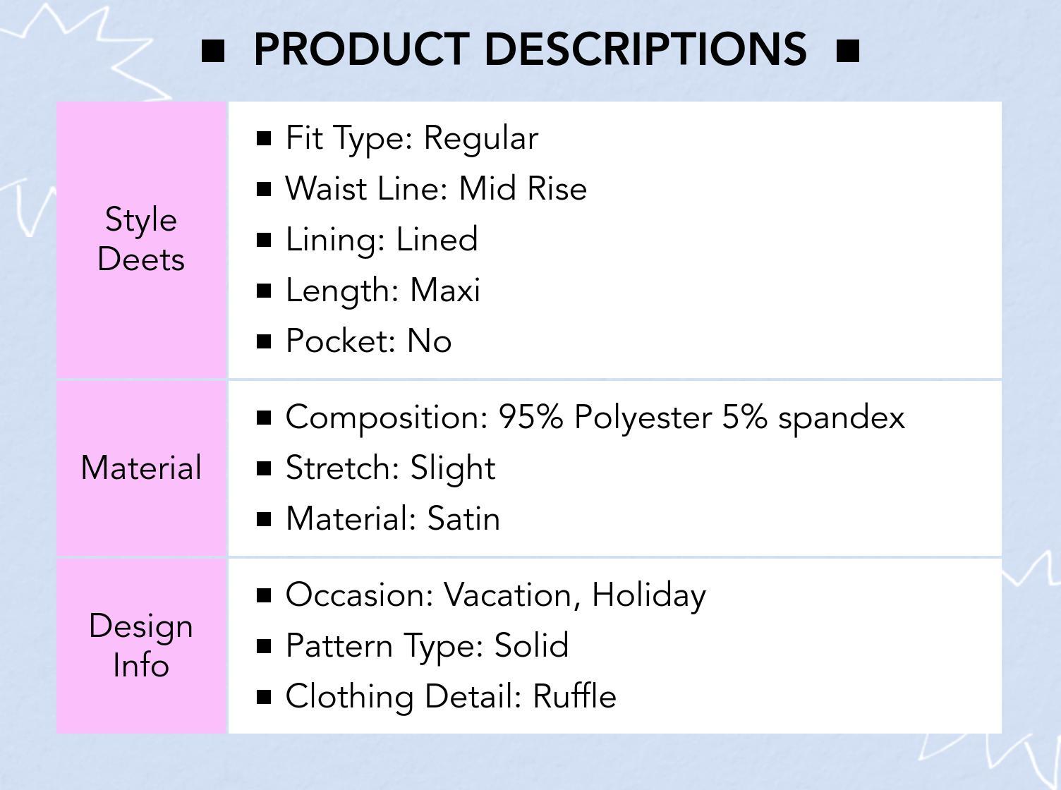 Cider Women's Satin Ruffle Maxi Skirt – Comfortable Solid Color Long Skirt for Spring Office Work, Elegant Formal & Daily Wear Dresses