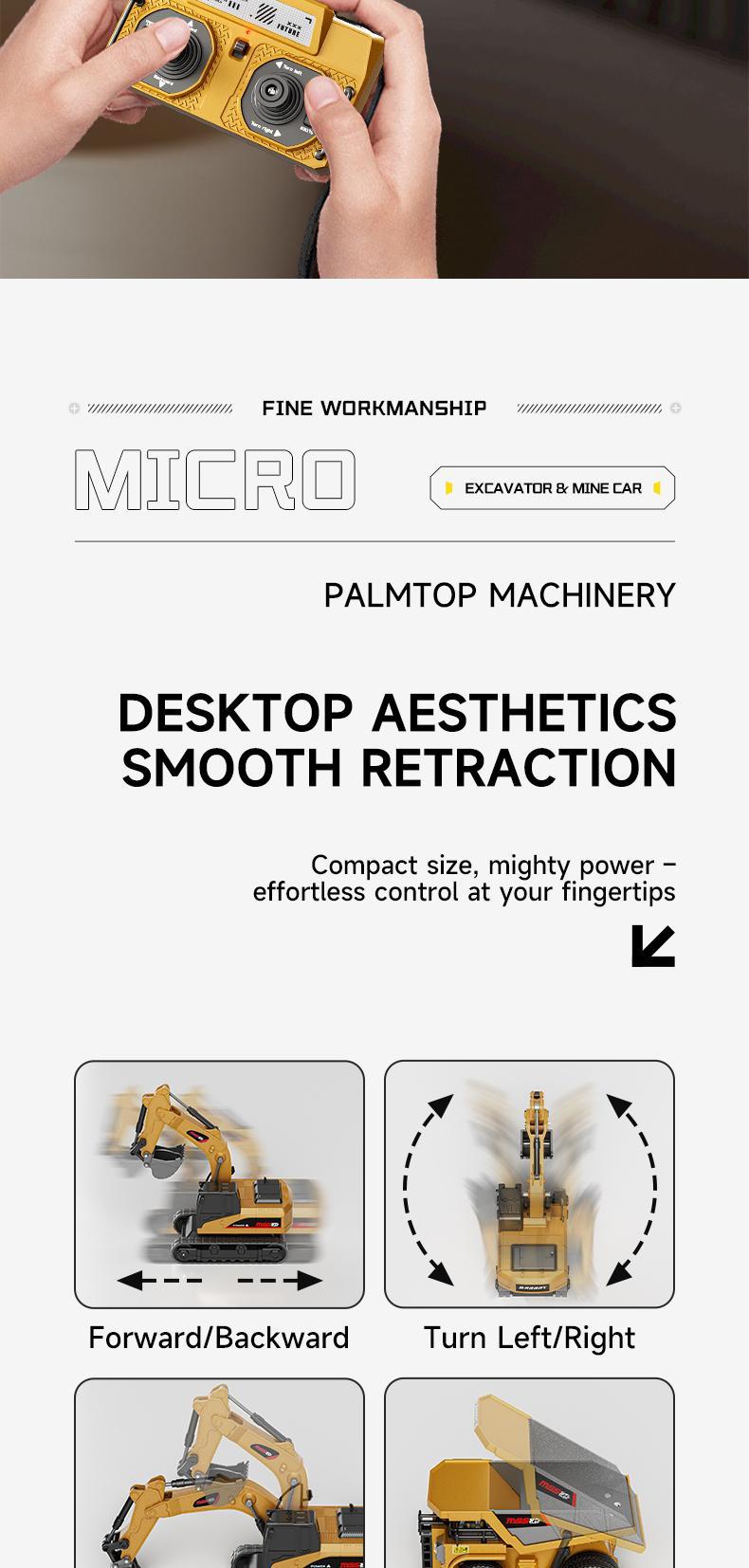 【Live Exclusive】BRRRRT 1/64 Mini Forklift Toy,Remote Control Excavator and Dump Truck Full Proportion Toy Set with Lights and Sounds for Adults Kids Boys and Girls RC Construction Vehicles