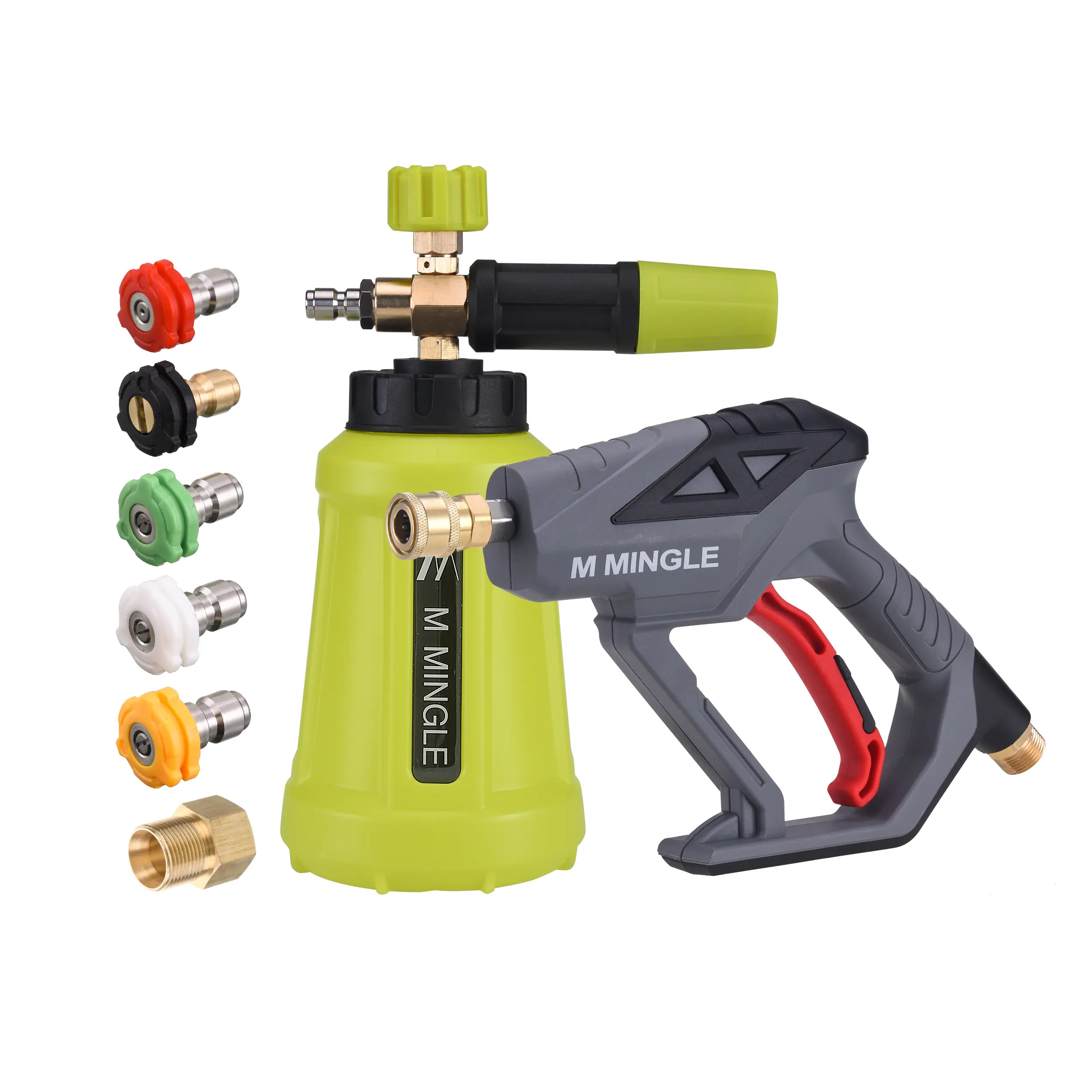 M MINGLE High Pressure Washer Foam Cannon Kit, FOR PRESSURE WASHER, 4000 PSI Short Handheld And Foam Lance with 5 Nozzle Tips, 1 Liter Outdoorfun, DealsForYouDays