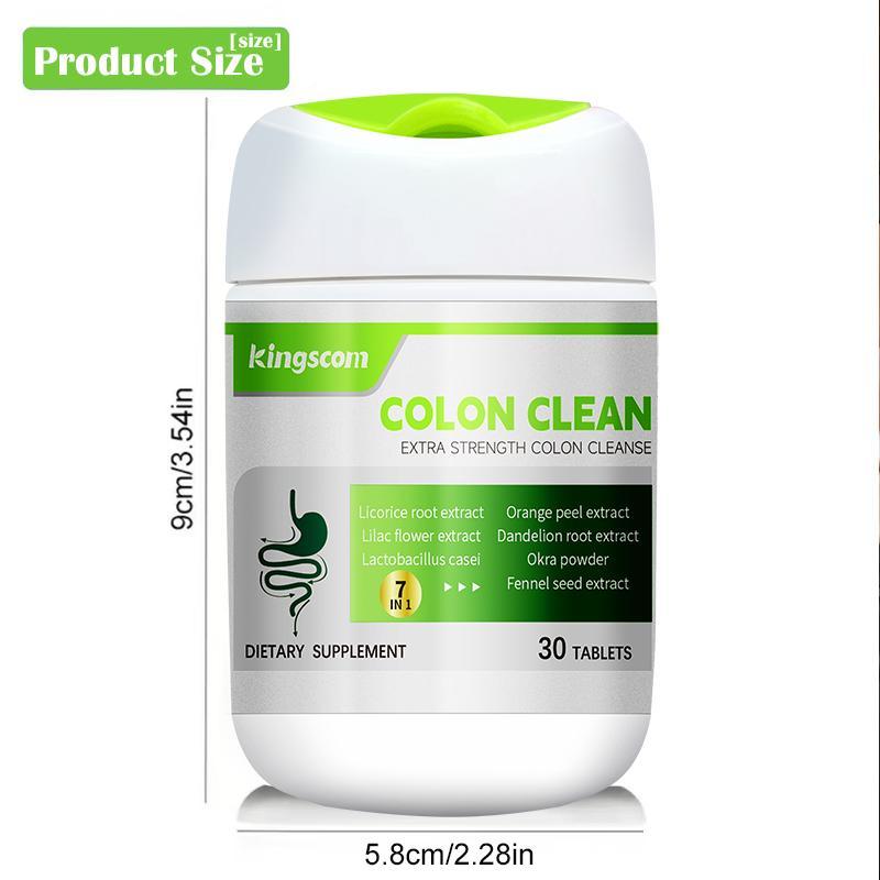 Kingscom Advanced Colon Cleanse - Okra Fiber Formula 30 Tablets Caffeine-Free Gut Health Detox Support Natural Dietary Supplement Healthcare Optimum Fitness Extra Strength Digestive System Vitamin Edible Bathroom