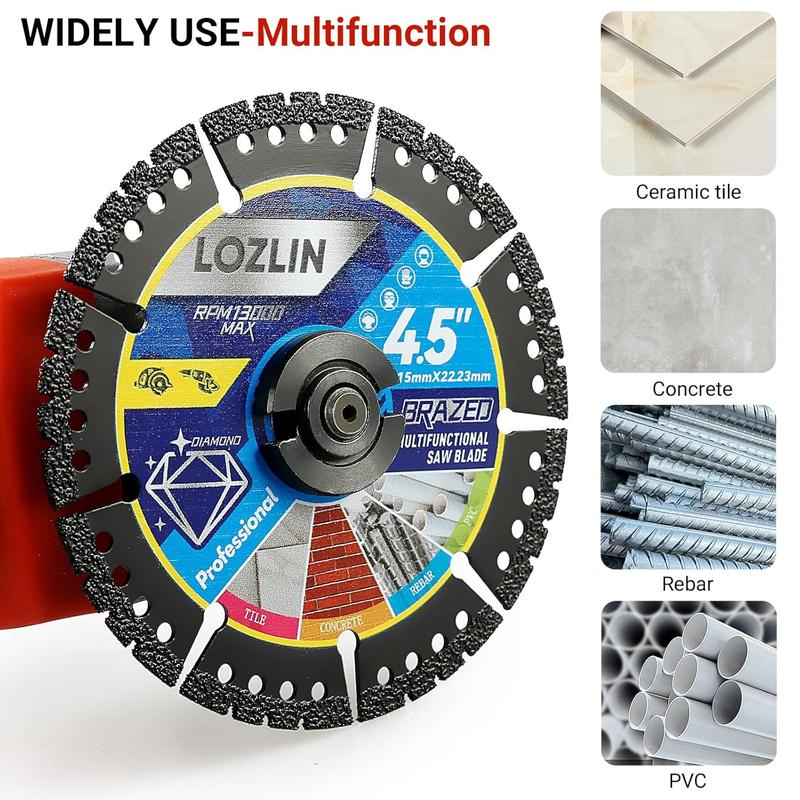 Multi-Functional Saw Blades, 4.5 Inch Diamond Composite Saw Blades, Durable Multi-Purpose Grinding Blades, Heavy-Duty Angle Grinder Grinding Discs, for Cutting Marble, Quartz, Ceramic Tiles, Metal & Plastic