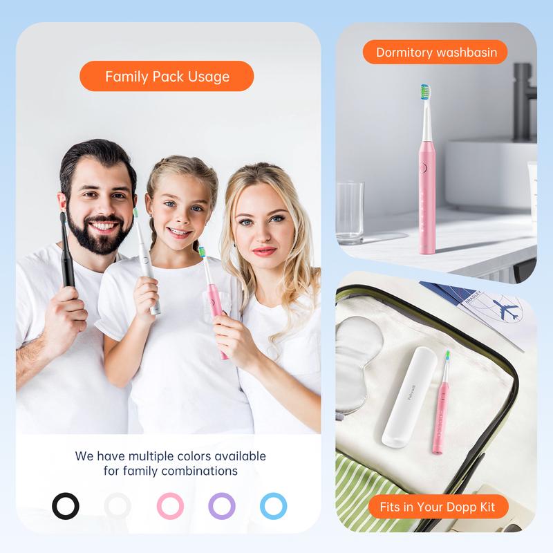 Fairywill D7s Electric Toothbrush,Sonic Toothbrush for Adults,6 or 8pcs Dupont Brush Heads with Travel Covers and Electric Toothbrush Holder