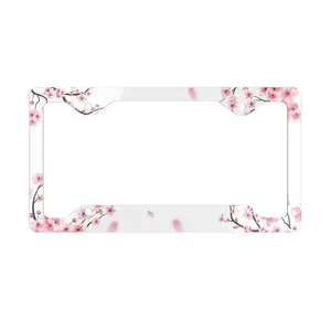 Ultra Slim Cherry Blossom License Plate Frame, Cute Car Accessories, license plate frame slim, Sakura Pink