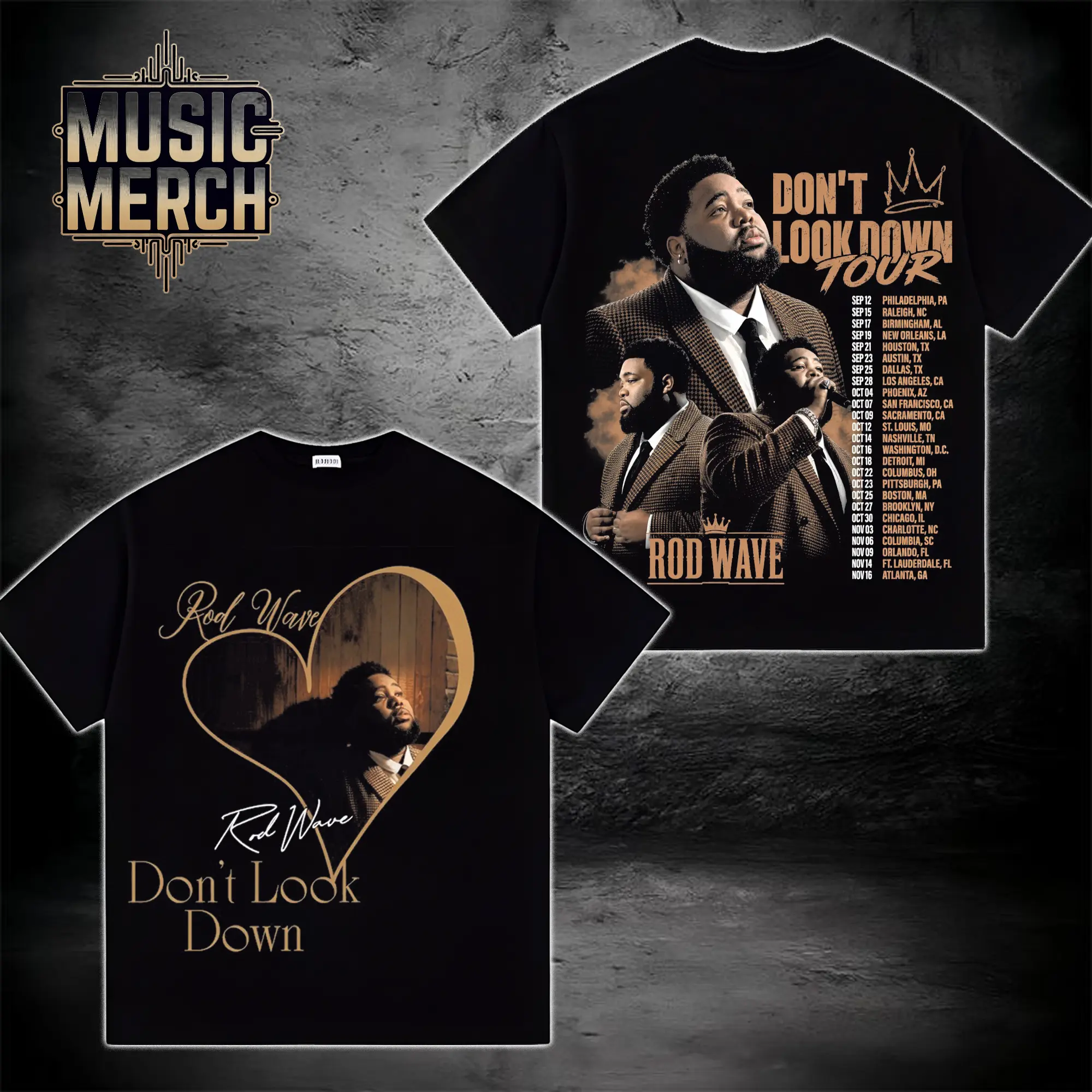 Rod Wave Don't Look Down Tour 2026 Shirt #13, Rod Wave Tour Dates T-Shirt, Double Sided Concert Graphic Tee, Rap Music Merch, Unisex Cotton Shirt, Gift for Fans