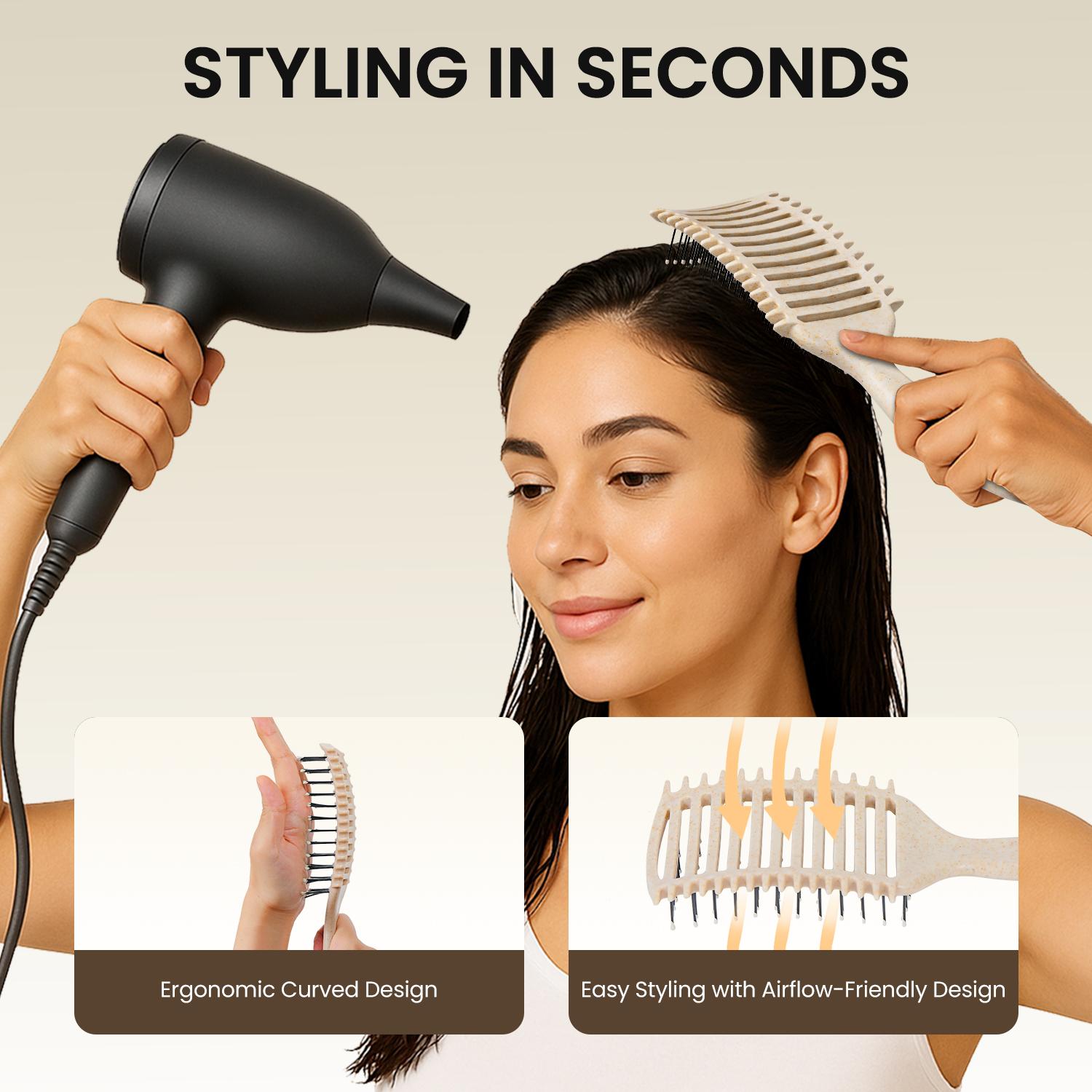 Curl Defining Brush, Hollow Out Design Curly Hair Brush, Vented Hair Brush for Detangling, Shaping and Defining Curls For Women and Men Less Pulling